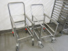 2 x 2 Tier Mobile Stainless Steel Trolley with Folding Handle, Max 30kg.
