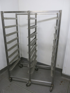 Stainless Steel 8 Tier, 16 Rack Mobile Trolley. Trolley Size H150cm x W97cm x D60cm. Tray Size 43 x 60cm.