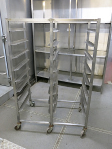 Stainless Steel 8 Tier, 16 Rack Mobile Trolley. Trolley Size H150cm x W97cm x D60cm. Tray Size 43 x 60cm.