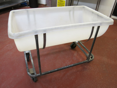 Hard Plastic Mobile Food Waste Bin in White. Size W118cm x D68cm.