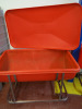 Hard Plastic Mobile Food Ingredient Bin in Red, with Lid. Size W120 x D70cm. - 2