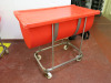 Hard Plastic Mobile Food Ingredient Bin in Red, with Lid. Size W100 x D55cm.