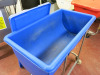 Hard Plastic Mobile Food Ingredient Bin in Blue, with Lid. Size W100 x D55cm. - 3