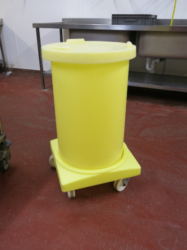 Light Yellow Hard Plastic Mobile Ingredient Bin.