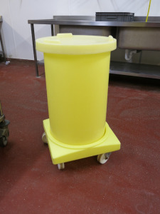 Light Yellow Hard Plastic Mobile Ingredient Bin.