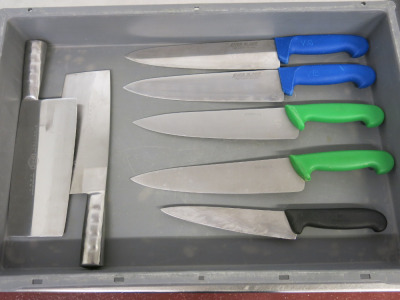 7 x Assorted Commercial Kitchen Knives (As Viewed).