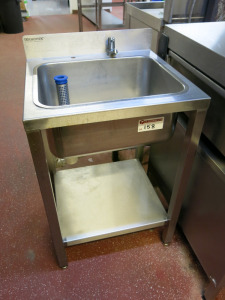 Technomek Stainless Steel Single Sink Unit with Tap & Food Waste Strainer. Size H90 x W60 x D55cm.
