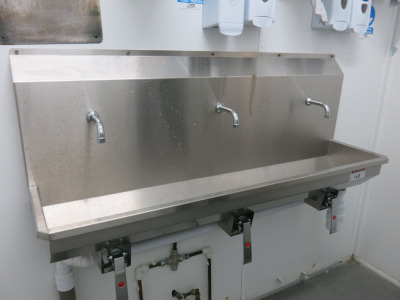 Icon Stainless steel 3 Tap Knee Operated Sink. Size H48 x W137 x D37cm.