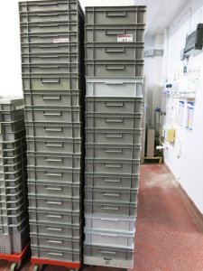 36 x Assorted Depth Allibert Hard Plastic Trays. Size 60 x 40cm.