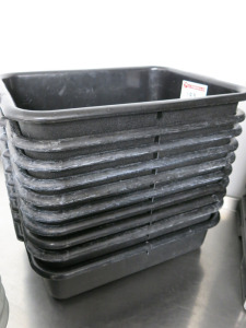 10 x Deep Black Plastic Bowls. Size H13 x W40 x L50cm.