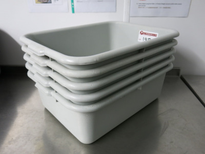 5 x Deep Light Grey Plastic Bowls. Size H13 x W40 x L50cm.