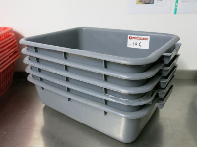 5 x Deep Dark Grey Plastic Bowls. Size H13 x W40 x L50cm.