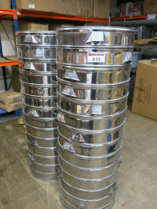 28 x New Stainless Steel Stacking Steam Separators. Size Depth 10cm x Diameter 50cm