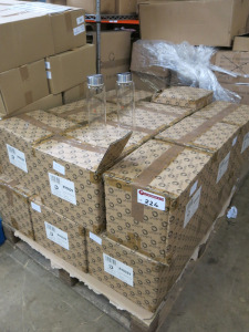 Pallet of 20 x Boxes of 12 Utopia Atlantis Lidded Glass Drinks Bottles (Branded), 1L.