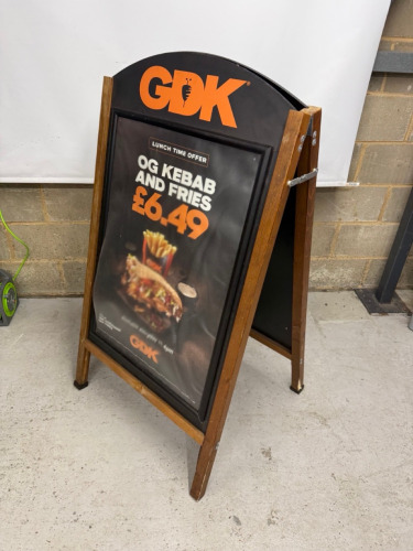 Large Wooden A Frame. Note: Branded GDK.