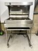 Commercial Stainless Steel Chip Dump, DOM 11/21. Size H75 x W90 x D79cm. Comes with Stainless Steel Table, Size H84 x W89 x D68cm.NOTE: castors need attention.