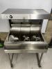 Commercial Stainless Steel Chip Dump, DOM 11/21. Size H75 x W90 x D79cm. Comes with Stainless Steel Table, Size H84 x W89 x D68cm.NOTE: castors need attention. - 2