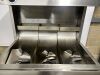 Commercial Stainless Steel Chip Dump, DOM 11/21. Size H75 x W90 x D79cm. Comes with Stainless Steel Table, Size H84 x W89 x D68cm.NOTE: castors need attention. - 3