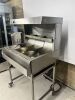 Commercial Stainless Steel Chip Dump, DOM 11/21. Size H75 x W90 x D79cm. Comes with Stainless Steel Table, Size H84 x W89 x D68cm.NOTE: castors need attention. - 4