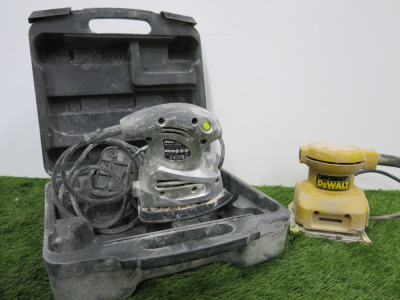 2 x Sanders to Include: DeWalt DW411 Pad Sander, 110V & Xtreme Challenge 200W Multi Sander, Model AJ56C, in Carry Case. NOTE: no plug on Xtreme Sander.