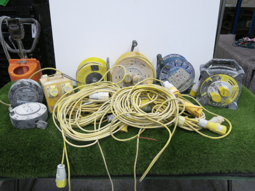 11 x 110V 3 x 240V Extension Cables to Include: 3 x 110V Reels, 3 x 240V Reels, 1 x Defender 110V 4 Way Splitter, 7 x 110V Extension Leads.