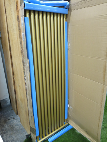 Boxed/New Terma Rolo Radiator in Brass. Size H180cm x W60cm.