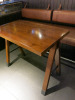 Dark Wood High Varnished Table with Metal Feet Caps. Size H90 x W110 x D65cm. - 2