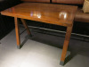 Dark Wood High Varnished Table with Metal Feet Caps. Size H90 x W110 x D65cm. - 3