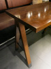 Dark Wood High Varnished Table with Metal Feet Caps. Size H90 x W110 x D65cm. - 4