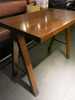 Dark Wood Varnished High Table with Metal Feet Caps. Size H90 x W110 x D65cm. - 4