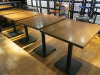 14 x Dark Wood Varnished Dining Tables on Black Metal Base. H75 x 75 x 65cm. - 3