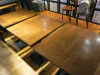 14 x Dark Wood Varnished Dining Tables on Black Metal Base. H75 x 75 x 65cm. - 5