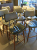 9 x Black Leather & Walnut Style Wood Bar Stools with Padded Seat & Backrest. - 2