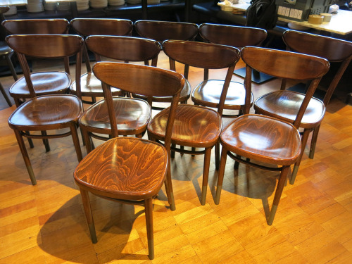 10 x Fameg Walnut Style Wooden Dining Chairs.