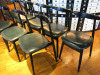 8 x Fameg Dark Wood with Dark Green Leather Padded Seat. - 2