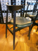 8 x Fameg Dark Wood with Dark Green Leather Padded Seat. - 4
