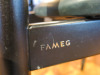 8 x Fameg Dark Wood with Dark Green Leather Padded Seat. - 5