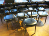 10 x Fameg Grey Wood with Black Leather Padded Seat.