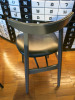 10 x Fameg Grey Wood with Black Leather Padded Seat. - 4