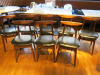 8 x Fameg Stained Wood with Black Leather Padded Seat.