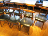 8 x Fameg Stained Wood with Black Leather Padded Seat. - 2
