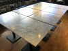 8 x Marble Topped Dining Tables on Black Metal Base. Size H75 x 65 x 75cm. NOTE: 2 x table tops require reattaching to base. - 2