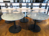 5 x Round Marble Topped Dining Tables on Black Metal Base. Size H75 x Dia90cm.