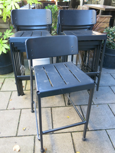 8 x Emu Outdoor Black Metal High Stools.