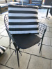 8 x Emu Outdoor Black Metal Wire Armchairs with 8 x Plain Padded Seat Cushions & 8 x Black & White Striped Cushions. Size 55 x 55cm. - 4