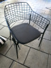 8 x Emu Outdoor Black Metal Wire Armchairs with 8 x Plain Padded Seat Cushions & 8 x Black & White Striped Cushions. Size 55 x 55cm. - 5