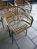 4 x Raphia Rattan Bamboo Arm Chairs with Black Metal Frame & Base. - 2