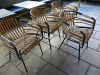 4 x Raphia Rattan Bamboo Arm Chairs with Black Metal Frame & Base. - 3