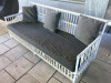Sika Design Rattan & White Metal Caroline 3 Seater Outdoor Sofa with Black Seat Cushion. Size W200cm. - 2