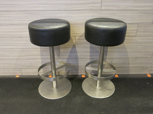 22 x Pedrali Stalls with Black Faux Leather Seat & Heavy Metal Base.